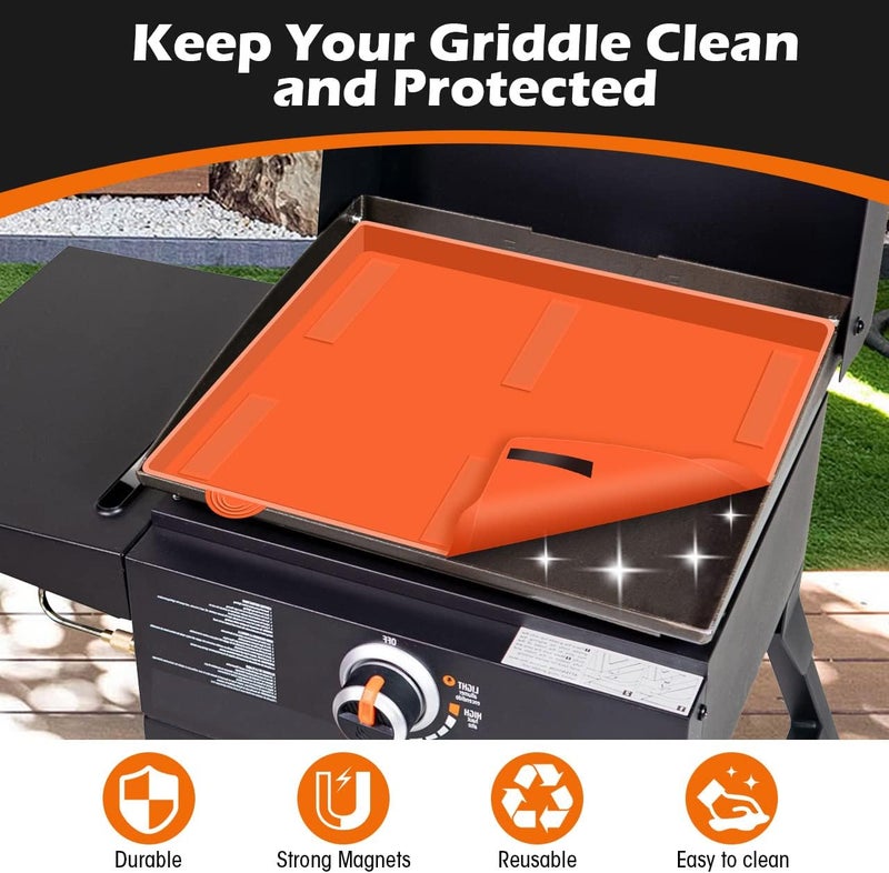 Hydream 17" Griddle Mat Silicone for Blackstone, Magnetic Protective Cover Mats Blackstone Griddle Top Covers Protector Outdoor-Orange - Image 4